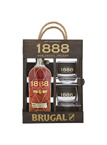 Brugal 1888 Ron Premium 40% + Estuche madera 2 Vasos - 700 ml