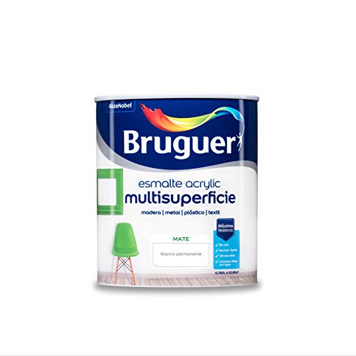Bruguer Acrylic Multisuperficie Esmalte al agua Mate - Pintura 750 mL, Blanco Permanente