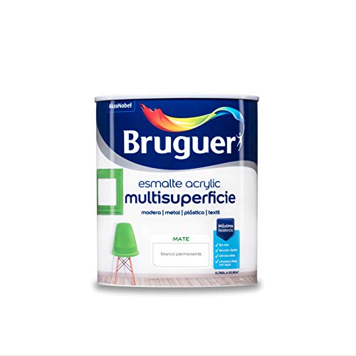 Bruguer Acrylic Multisuperficie Esmalte al agua Mate - Pintura 750 mL, Blanco Permanente Bruguer Acrylic Multisuperficie Esmalte al agua Mate - Pintura 750 mL, Blanco Permanente
