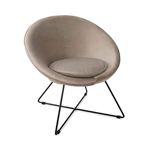 Butaca de diseño pequeña para Dormitorio Kane, Terciopelo, Color Gris Topo, cómoda, Mini sillón, Pata metálica,74x67x79 cm.
