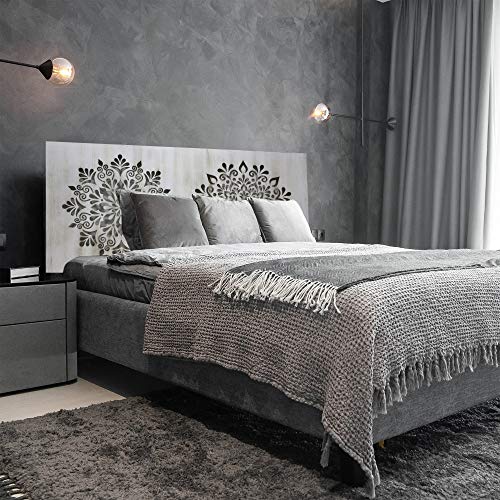 Cabecero de Cama en Madera Calada con Dos Mandalas. Fabricado artesanalmente en España-. Decorado con Mandalas, Decorado a Mano- Modelo Mosaico 168 (Blanco, 160x80 cm) Cabecero de Cama en Madera Calada con Dos Mandalas. Fabricado artesanalmente en España-. Decorado con Mandalas, Decorado a Mano- Modelo Mosaico 168 (Blanco, 160x80 cm)