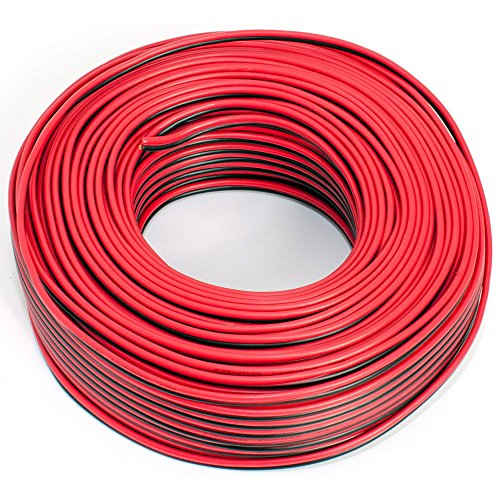 Cable de altavoz 2 x 0,50 mm², 50 m, rojo y negro, CCA, cable de audio
