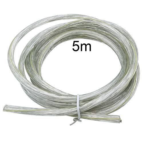 Cable Eléctrico 3 Núcleos Redondo de PVC Alambre de Cobre alta Resistencia a la Temperatura 3 x 0,75 mm² de Alimentación Doble y Cable de Tierra – 5 Metros de Longitud de Corte flexible-Transparent