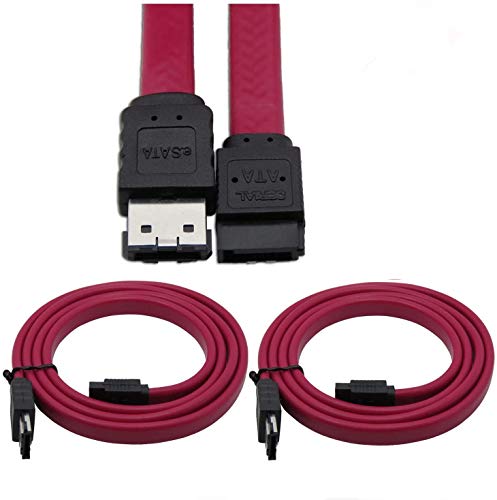 CABLEDECONN SATA TO ESATA 2 Pack Cable Male to Male M/M Shielded Extender Extension HDD 6Gbps (0.5m, sata to esata 0.5m)
