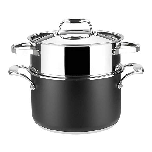 Cacerola Cocina al Vapor MAGEFESA Prisma. Cacerola Fabricada en Acero Inoxidable, Compatible con Todo Tipo Cocina, INDUCCIÓN. Fácil Limpieza. Apto para lavavajillas y Horno.(Cacerola AL Vapor, 20_cm)