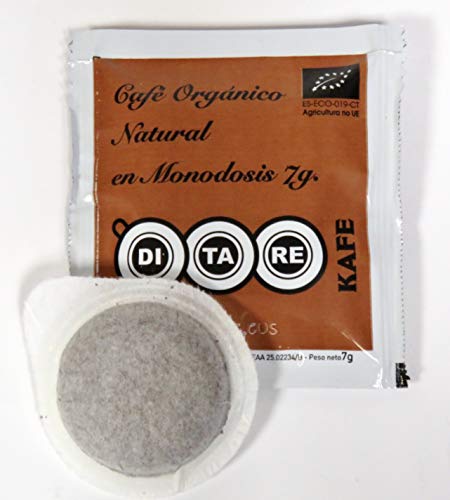 Café - DITARE KAFE - 75 Monodosis duras 44 mm.x 7g.- Natural de Agricultura Ecológica -Pack 3x25/u.-Total: 75 Unidosis. Compatible con cafeteras expres de brazo y aptas.