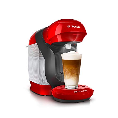 Cafetera de cápsulas Tassimo Style TAS1103 de Bosch, más de 70 bebidas, totalmente automática, apta para todas las tazas, ahorra espacio, 1400 W, color rojo