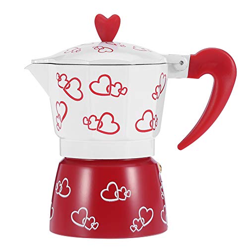 Cafetera Moka de aluminio, duradera cafetera espresso con estampado de corazón rojo y cafetera tetera para oficina doméstica(Red Heart Small) Cafetera Moka de aluminio, duradera cafetera espresso con estampado de corazón rojo y cafetera tetera para oficina doméstica(Red Heart Small)