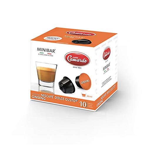 CAFFÈ CAMARDO 120 Cápsulas compatibles para cafetera Nescafé® * Dolce Gusto® * - GINSENG - Made in Italy - 12 cajas de 10 cápsulas
