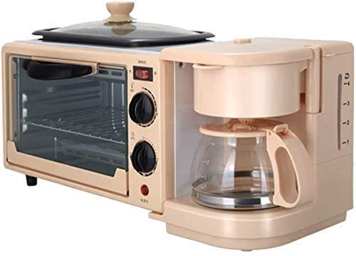 CAIJINJIN Máquina para hornear Retro 3-en-1 Estación desayuno familiar Menaje Centro Multifunción cafetera con caldera eléctrica del acero inoxidable Horno Tostadora Máquina huevo plancha antiadherent