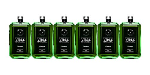 Caja 6 Botellas de 500ml Verde Esmeralda Premium | Aceite de Oliva Virgen Extra Variedad Picual | Productos Gourmet | Ideal para regalo