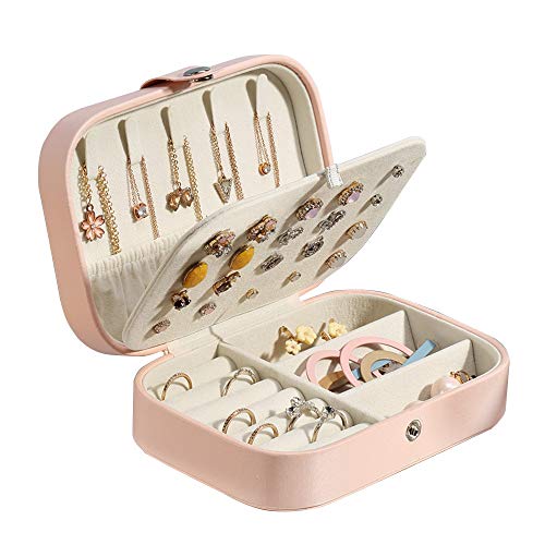 Caja de almacenamiento de joyas con doble adorno para pendientes, anillos, caja de joyería portátil, 16 x 11 x 5 cm.