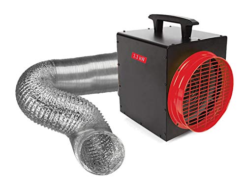 Calefactor de 3300 W con termostato y manguera de aire, calefacción eléctrica para taller Calefactor de 3300 W con termostato y manguera de aire, calefacción eléctrica para taller