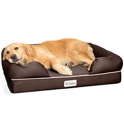 Cama de espuma viscoelástica para perros medianos y grandes, Marrón (Large Bed), 91 x 71 x 23 cm