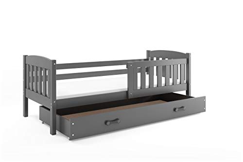 Cama individual infantil Jacob, 200x90, color gris, cajón gris, con somier, colchón de espuma 200x90 y cajón con las ruedas de REGALO! Cama individual infantil Jacob, 200x90, color gris, cajón gris, con somier, colchón de espuma 200x90 y cajón con las ruedas de REGALO!