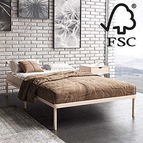 Cama somier Individual de Madera 120x200 cm y Cama 2 plazas Extra 240x200 cm - Madera Maciza Sin Pegamento