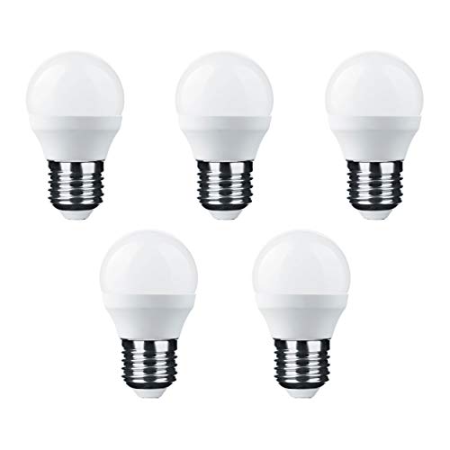 Candelastika 5 bombillas LED MiniGlobe G45, 6-45 W, E27, 827, 600 lúmenes, luz blanca cálida, no regulable, E27, bombilla LED, bombilla LED, bombilla de gota
