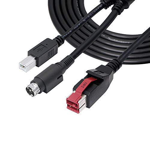CERRXIAN POWER USB 24 V impresora cable de conexión 24 V alimentación USB a 3PIN alimentación DIN a USB B/M cable de impresión