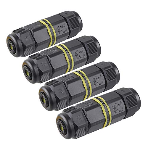 Chestele - Conector de cable, uso exterior, caja de conectores impermeables, IP68, acoplador de manguito exterior, 5 mm a 12 mm de diámetro (negro, PA66), negro