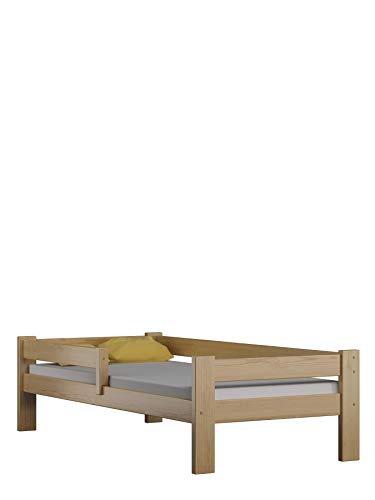 Children's Beds Home Cama Individual de Madera de Pino Macizo - Sauce sin cajones ni colchón Incluido (160x80, Natural)
