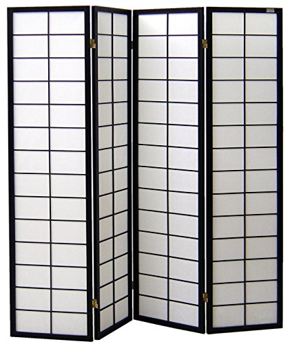 cinius Pantalla de Madera y Papel de arroz con 4 Puertas. Modelo Nanji Color Negro cinius Pantalla de Madera y Papel de arroz con 4 Puertas. Modelo Nanji Color Negro