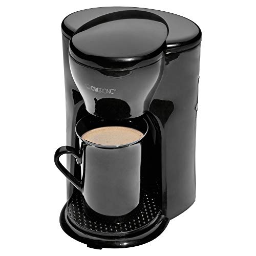 Clatronic KA 3356 Cafetera eléctrica pequeña de goteo automática, capacidad de 1 taza café, 300 W, 1 Cups, plástico, Negro