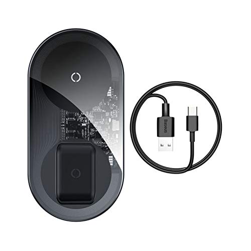 CMDZSW Cargador inalámbrico Qi para Airpods Pro iPhone 11 Pro X XS XR 15W 15W Dual Wireless Pad, Adecuado para Office S10 S9 (Color : Transparent)
