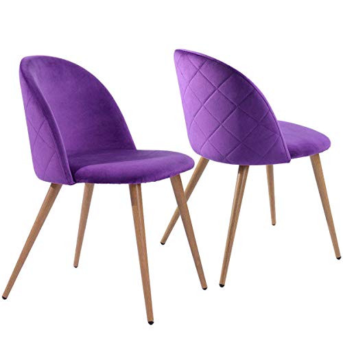 Coavas Juego de 2 Sillas Estilo Vintage Butacas Retro para Salón Tapizadas en Terciopelo Púrpura Coavas Juego de 2 Sillas Estilo Vintage Butacas Retro para Salón Tapizadas en Terciopelo Púrpura