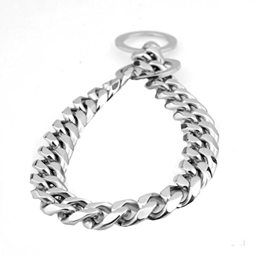 Collar de cadena de acero inoxidable 316L de 19 mm con bordillo de acero inoxidable para perros de 30 a 86 cm (cadena de 66 cm (sugerir cuello de perro de 22 pulgadas)