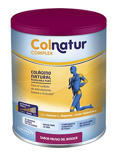 Colnatur Complex - Colágeno Natural para Músculos y Articulaciones, Vitamina C, Magnesio y Ácido Hialurónico, Sabor Frutos del Bosque, 345 gr