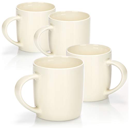 COM-FOUR® taza de café de porcelana 4x - taza de café con un diseño moderno - cafetera para bebidas frías y calientes - 330 ml