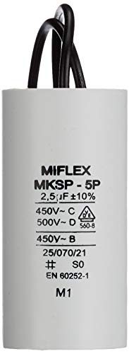 Condensador de Arranque de Motor de Miflex, 35 µF, 450 V, 25 x 51 mm, Capacidad de 5 uF