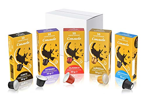 Consuelo - cápsulas de café compatibles con Nespresso* - Kit de degustación, 50 cápsulas (5x10)