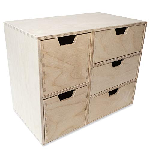 Creative Deco Pequeña Cajonera Madera | 5 Cajones | 36 x 20 x 28,5 cm | Mini Armario de Almacenaje | Madera Contrachapada sin Tratar Pintar, Decoupage y Decoración Creative Deco Pequeña Cajonera Madera | 5 Cajones | 36 x 20 x 28,5 cm | Mini Armario de Almacenaje | Madera Contrachapada sin Tratar Pintar, Decoupage y Decoración