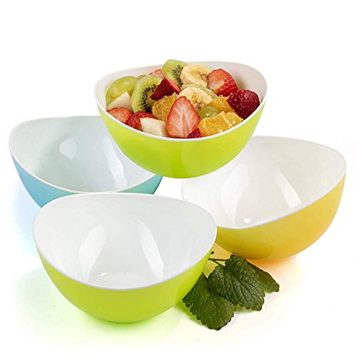Cuencos de cereales individuales bol de plástico para niños desayuno aperitivos vasos de postre, palomitas sopa - juego de 4