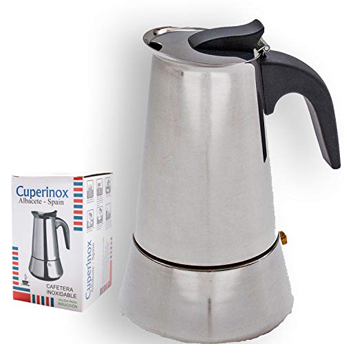 CUPERINOX Cafetera Italiana inducción | 12 Tazas | cafetera Express para Placas y vitroceramicas inducción | Acero Inoxidable | Apto lavavajillas (no Incluye Molinillo café)