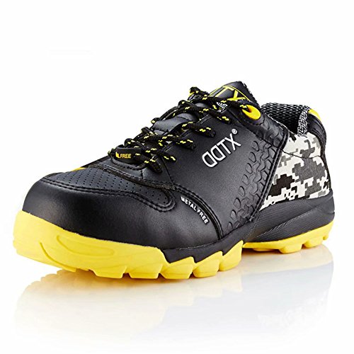 DDTX Calzado de Seguridad Hombre Ligeros con Puntera de Composite Entresuela No Metálica S1P Zapatos Seguridad Trabajo Transpirables Negro Talla 43