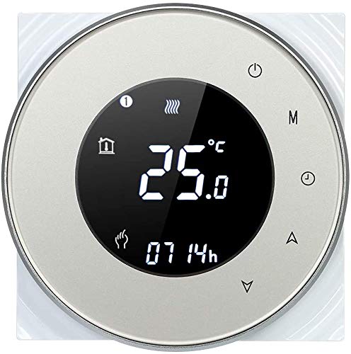 Decdeal Termostato de Calefacción de la Caldera de Gas,Controlador de Temperatura Programable,Pantalla Táctil LCD,con la Función de Control de Voz