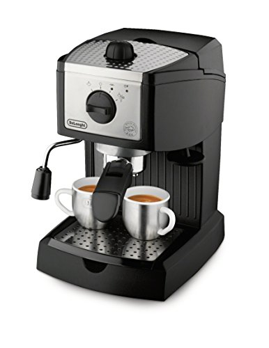 DeLonghi - Cafetera Espresso Ec155, 1L, 15 Bar, Negro-Metal, (Cafe Molido Y Pastillas), Capuccino System,
