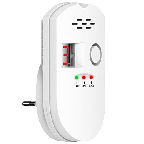 Detector de Gas - Alarma de Gas Detector de Fugas de Gas Natural LPG Propano Detector Gas Autocaravana Sensor Enchufable Monitor de Gas con Alarma Sonora y Pantalla Digital LED Detector de Gas - Alarma de Gas Detector de Fugas de Gas Natural LPG Propano Detector Gas Autocaravana Sensor Enchufable Monitor de Gas con Alarma Sonora y Pantalla Digital LED