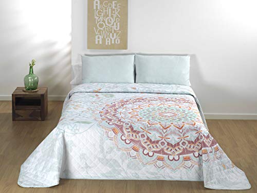 DHestia - Colcha Bouti Rombos Reversible con Estampado Mandala Estampado y Fundas de Cojín Lecco Design (Cama 135/150) DHestia - Colcha Bouti Rombos Reversible con Estampado Mandala Estampado y Fundas de Cojín Lecco Design (Cama 135/150)