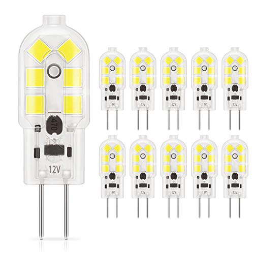 DiCUNO 10-Pack G4 1.5W LED Bulbo,180LM, bombillas de iluminación equivalentes a 20W halógenas, luz diurna 6000K blanco, no regulable, reemplazo para la iluminación de la cocina, luces de señalización