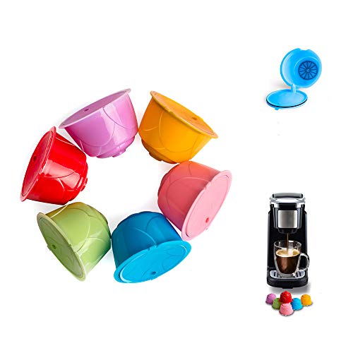 Dolce Usto Capsulas Recargables, SUNJULY Cápsula de Café Recargable de Colores Vasos de Filtro Compatibles con Café Universal Pod (6PCS)