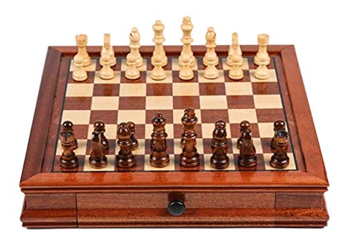DZHTSWD Conjunto de ajedrez Conjunto de ajedrez de Madera Maciza con cajón Doble Magnético Piezas Hechas a Mano de ajedrez Multifunción para Juegos de ajedrez Adulto Ajedrez (Tamaño: Grande)