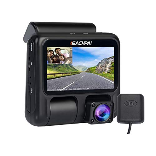 EACHPAI X100 Pro Dual Lente Cámara de Coche Grabadora, Compacto Full HD 1080p Dashcam mit Doble Camera, GPS Cámara de Coche con Vision Nocturne,Super Condensador