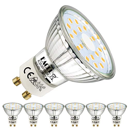 EACLL Bombillas LED GU10 4000K Blanco Neutro 5W Fuente de Luz 495 Lúmenes Equivalente 50W Halógena Lámpara. AC 230V Sin Parpadeo Focos, 120 ° Blanca Neutra natural Reflectoras Spotlight, 6 Pack EACLL Bombillas LED GU10 4000K Blanco Neutro 5W Fuente de Luz 495 Lúmenes Equivalente 50W Halógena Lámpara. AC 230V Sin Parpadeo Focos, 120 ° Blanca Neutra natural Reflectoras Spotlight, 6 Pack
