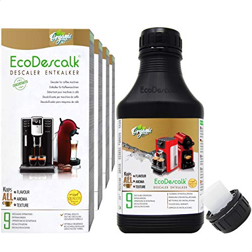 EcoDescalk Ecológico Concentrado (4x9 Descalcificaciones). Descalcificador 100% Natural. Limpiador para Cafeteras. Todas las Marcas. Producto CE.