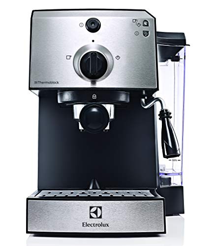 Electrolux EEA111 Cafetera EasyPresso con Bomba Profesional de 15 Bares de presión y función Vapor, 1250 W, 1.25 litros, Plástico, Plata Metalizado