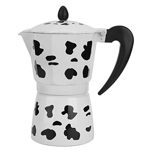 Estufa para cafetera exprés, color vaca lechera, estufa de aluminio, espresso, ollas Moka, cafetera, 3 tazas, 6 tazas, 9 tazas, no para calentamiento de cocinas de inducción(6Cup)