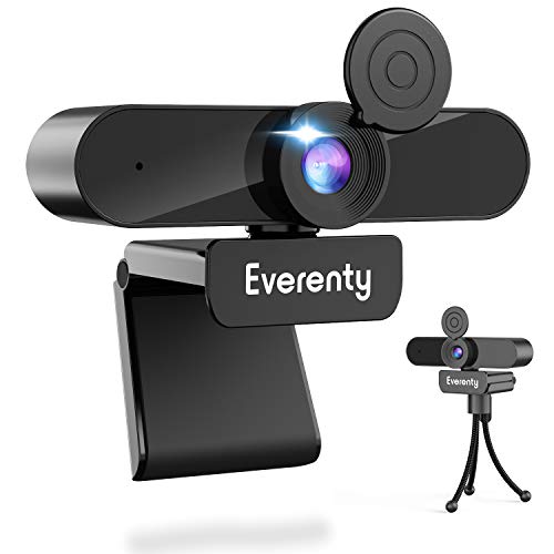 Everenty 1440P Full HD Webcam PC Webcam con Micrófono Estéreo, Cámara Web para Videollamadas, Estudiar en Línea, Grabación y Conferencias, Compatible con Windows, Mac y Android